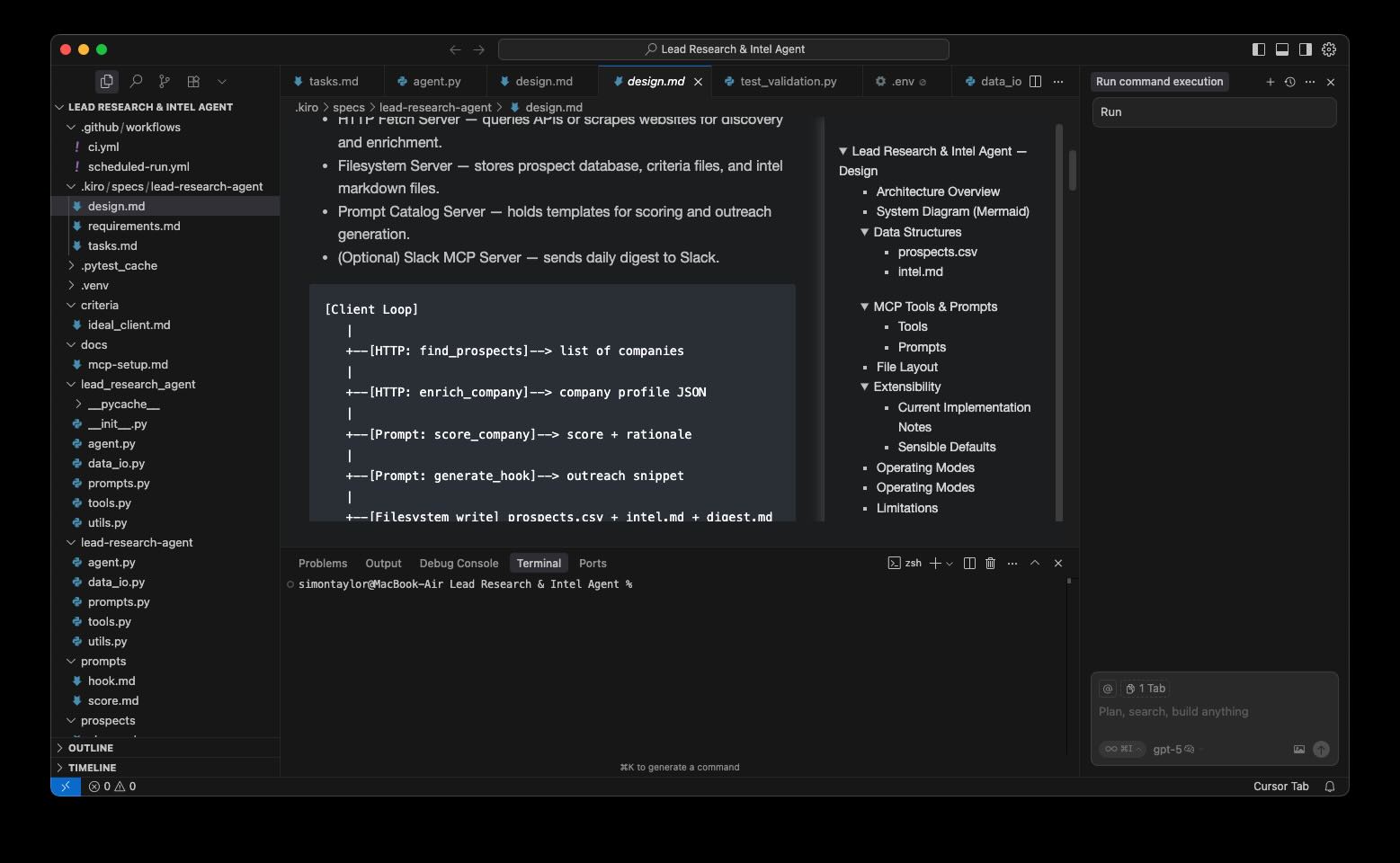 Cursor IDE with GPT-5 integration screenshot
