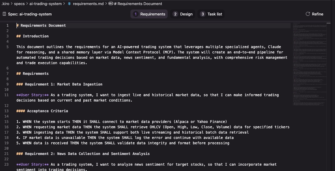 Kiro’s Generated Product Overview screenshot